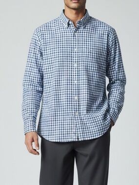 Polo by Ralph Lauren Men’s Blue and White Plaid Button-Down Shirt